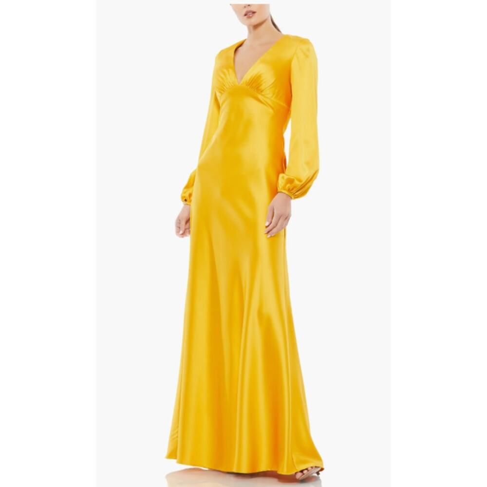 Mac Duggal Charmeuse Empire Waist Blouson Sleeve Gown Beauty and Beast Belle 4
